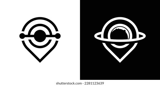 pin and planet logo icon vector illustration
