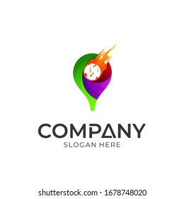 Diseño del logotipo de punto y cometa. Colorido estilo logo.