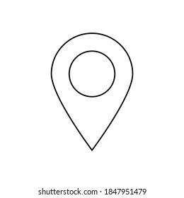 pin point icon. black line map location symbol isolated on white background. vector illustration