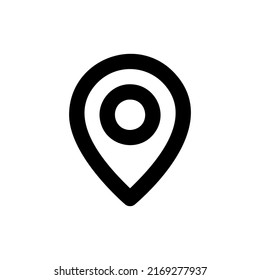 Icono de punto de anclaje. Símbolo del puntero de posición lineal negro aislado en fondo blanco. Mapa del símbolo del pin. EPS vectorial 10