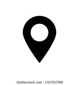 pin point icon. black map location pointer flat style isolated on white background. vector illustration