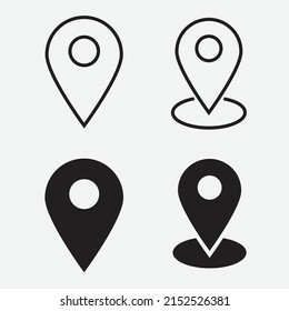 Pin point icon. Black map location symbol isolated on white background. vector illustration
