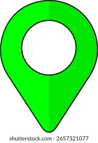 Icono de punto de pin. Símbolo de ubicación de mapa verde aislado sobre fondo blanco. Símbolo de ubicación GPS