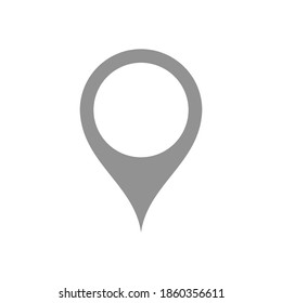 pin point icon. grey map location pointer symbol isolated on white background. vector illustration