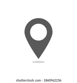Pin-Point-Symbol. Graues Kartenstandortzeichen, einzeln auf weißem Hintergrund. Vektorgrafik