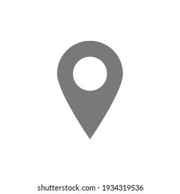 Pin Point Icon. Grey Map Location Symbol Isolated On White Background. Vector Illustration