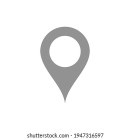 pin point icon. grey map location pointer symbol isolated on white background. vector illustration