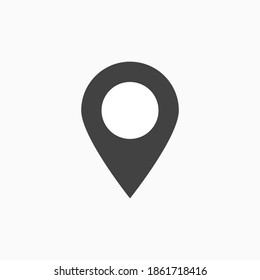 pin point icon. map location pointer symbol isolated on grey background. vector illustration