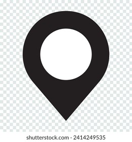 pin point icon. map location pointer flat style isolated on transparent background. vector illustration