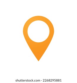 pin point icon. orange map location pointer symbol isolated on white background