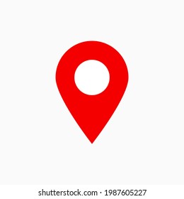 pin point icon. red location pointer symbol isolated on grey background. vector illustration