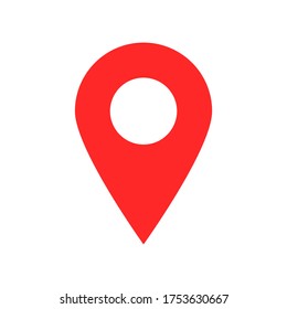 pin point icon. red map location pointer symbol isolated on white background. vector illustration