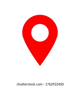 pin point icon. red map location pointer isolated on white background. vector illustration