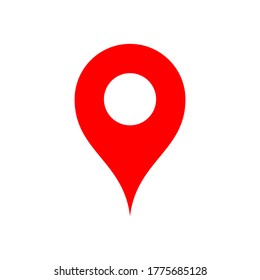 pin point icon. red map location symbol isolated on white background. vector illustration