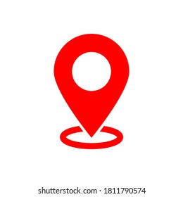 Pin-Point-Symbol. rotes Kartenstandssymbol einzeln auf weißem Hintergrund. Vektorgrafik