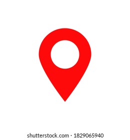 pin point icon. red map location pointer isolated on white background. vector illustration