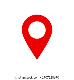 Pin Point Icon. Red Map Location Pointer Vector Symbol Isolated On White Background