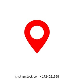 Pin Point Icon. Red Map Location Pointer Symbol Isolated On White Background