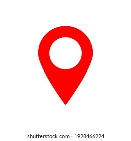 pin point icon. red map location pointer symbol isolated on white background