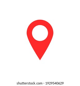 Pin Point Icon. Red Map Location Pointer Symbol Isolated On White Background. Vector Illustration