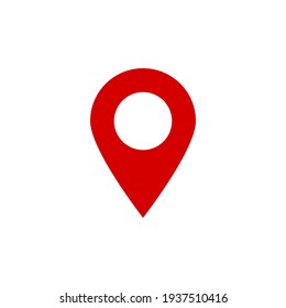 pin point icon. red map location pointer symbol flat style isolated on white background