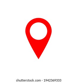 Pin-Point-Symbol. rotes Kartenstandssymbol einzeln auf weißem Hintergrund. Vektorgrafik