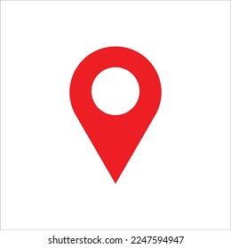 pin point icon. red map location pointer symbol isolated on white background