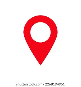 pin point icon. red map location pointer symbol isolated on white background
