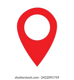 pin point icon. red map location pointer symbol isolated on white background. Vector illustration. EPS file 58.