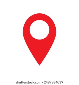 icono de punto de alfiler. símbolo de ubicación de mapa rojo aislado sobre fondo blanco. Ilustración vectorial