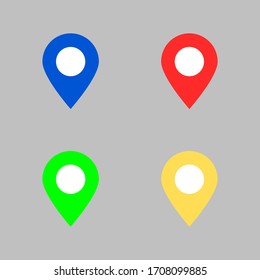 pin point icon set with different color isolated on grey background. vector illustration