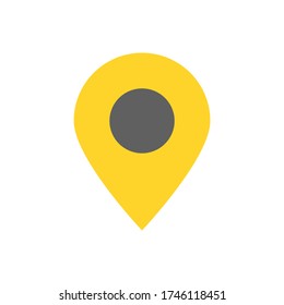 pin point icon. yellow map location pointer isolated on white background. vector illustration 