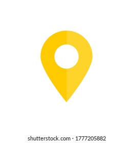 pin point icon. yellow map location pointer isolated on white background. vector illustration