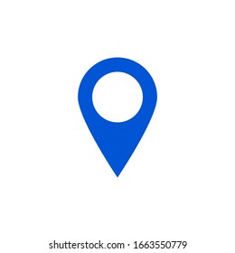 Pin Point Icon. You Are Here. Blue Map Location Symbol Isolated On White Background. Vector Illustration 