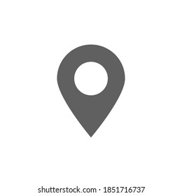 Pin Point Symbol.graues Kartenstandssymbol einzeln auf weißem Hintergrund. Vektorgrafik