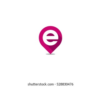 Pin Point Letter Initial E Logo Design Template