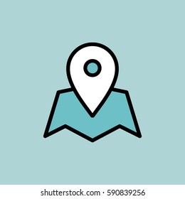 pin point, location icon on blue background