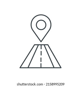 Punto de anclaje, icono de línea delgada de ubicación. Elemento de icono simple para sitios web, diseño web, aplicación móvil, infografía. Icono de línea delgada para el diseño y desarrollo de sitios web, desarrollo de aplicaciones sobre fondo blanco