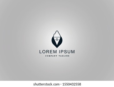 
pin point map logo with ice cream silhouette inside
