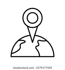 Pin point on world map. Globe with location marker. Vector illustration