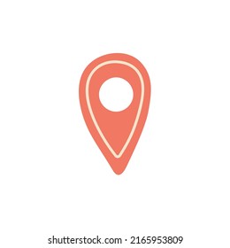 Pin point of place. Map pointer icon. GPS, geo tag marker. Location mark symbol. Pinpoint, arrow, anchor of position, destination. Colored flat graphic vector illustration isolated on white background