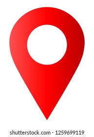 Pin point - red gradient hollow, isolated - vector illustration