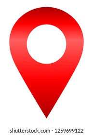 Pin point - red gradient hollow, isolated - vector illustration