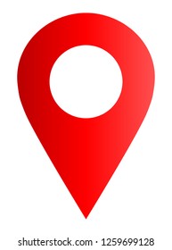 Pin point - red gradient hollow, isolated - vector illustration