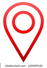 Pin point - red gradient outlined, isolated - vector illustration