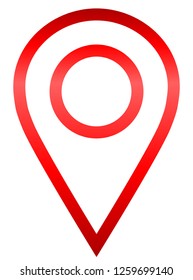 Pin point - red gradient outlined, isolated - vector illustration