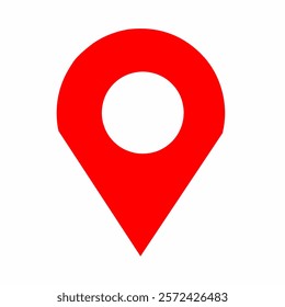 pin point red icon. Red map location pointer flat style isolated on white background. vector illustration