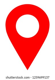 Pin point - red simple hollow, isolated - vector illustration