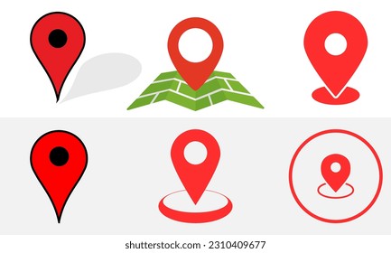 Pin point set icon design vector illustration. Map location pin point bundle