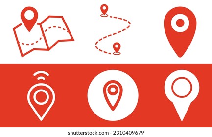 Pin point set icon design vector illustration. Map location pin point bundle